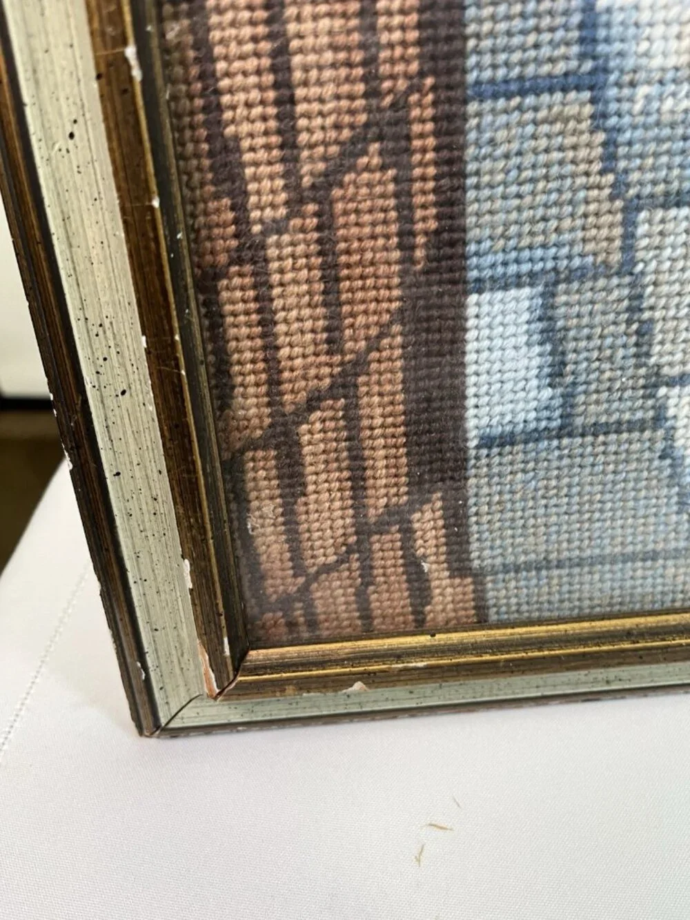 Vintage Needlepoint Jewish Wailing Wall Prayer Jerusalem Judaica Orthodox Framed